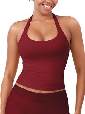 Red Halter Camisole Tank Top - Women's Sleek Summer Layer